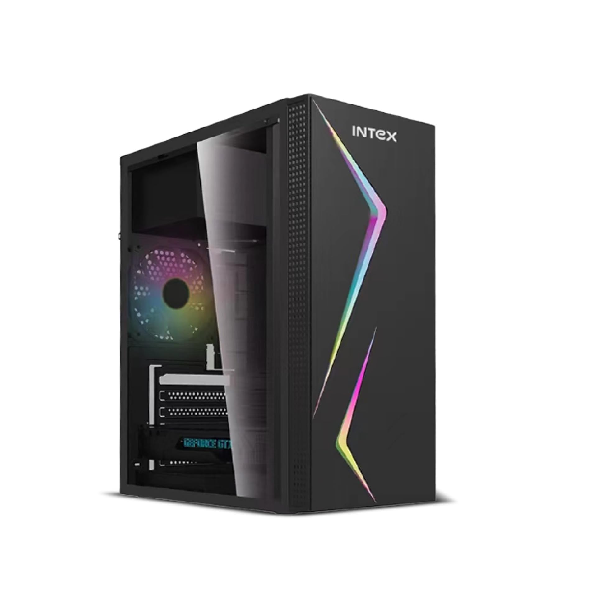 Intex Pulse Gaming Cabinet | Micro-ATX, ITX | RGB Strip Front | Acrylic Side Panel | Dual USB 1.0 | Smooth Airflow | Easy Assembly | Compact Design | 250mm VGA Support