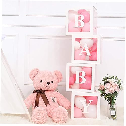 Miniatura 6 de Caja de 4 piezas de decoración de baby shower, bloques transparentes para caja decorativa transparente, cajas de fiesta de bebé, cajas de baby