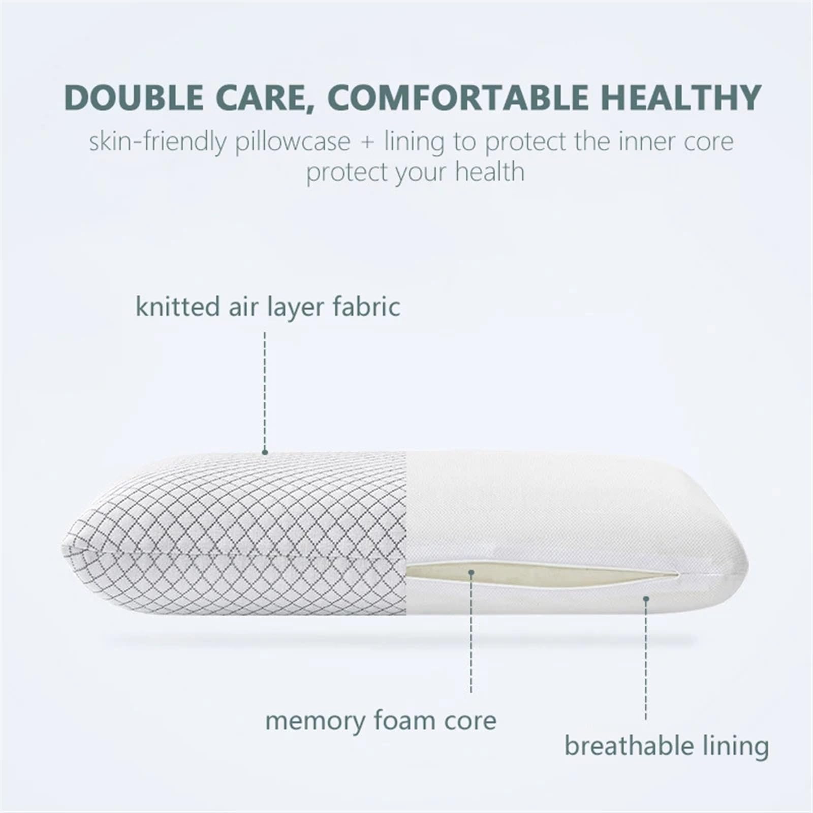 Almohada De Espuma Con Memoria Almohada de espuma viscoelástica Fibra de bambú Almohada de espuma viscoelástica agradable for la piel Almohada de pan de rebote lento Cuidado del cuello cervical de un
