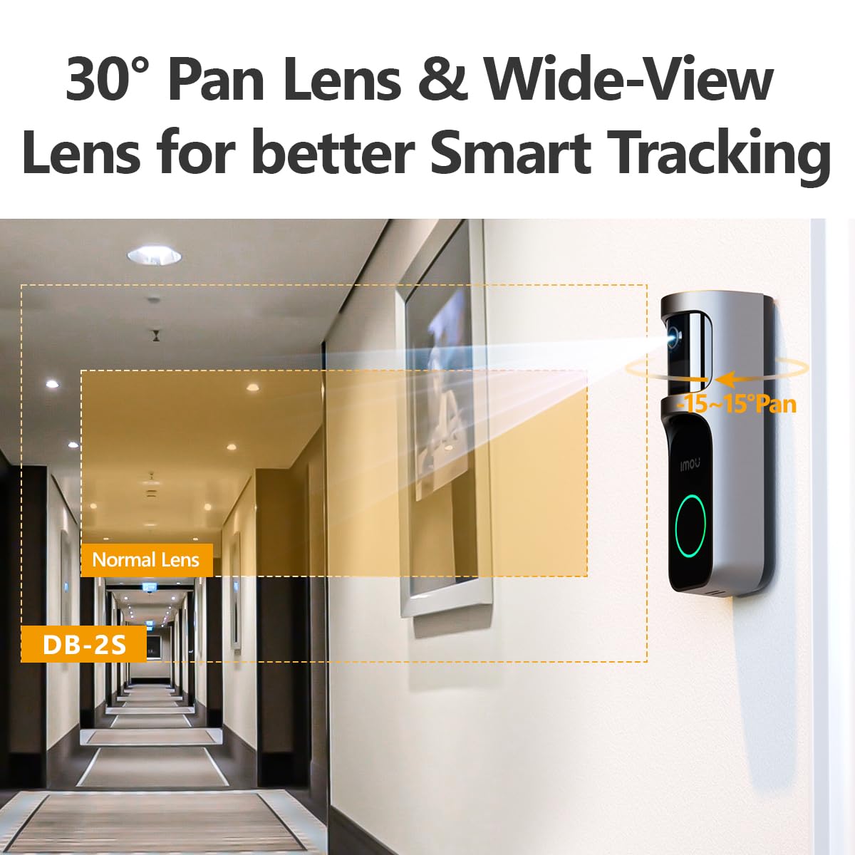 Imou Video Doorbell Set 30°Pan Lens Doorbell Camera Wireless Human Detection Two-way Talk Doorbell Motion Sensor con suoneria Impermeabile, durata della batteria 120 giorni