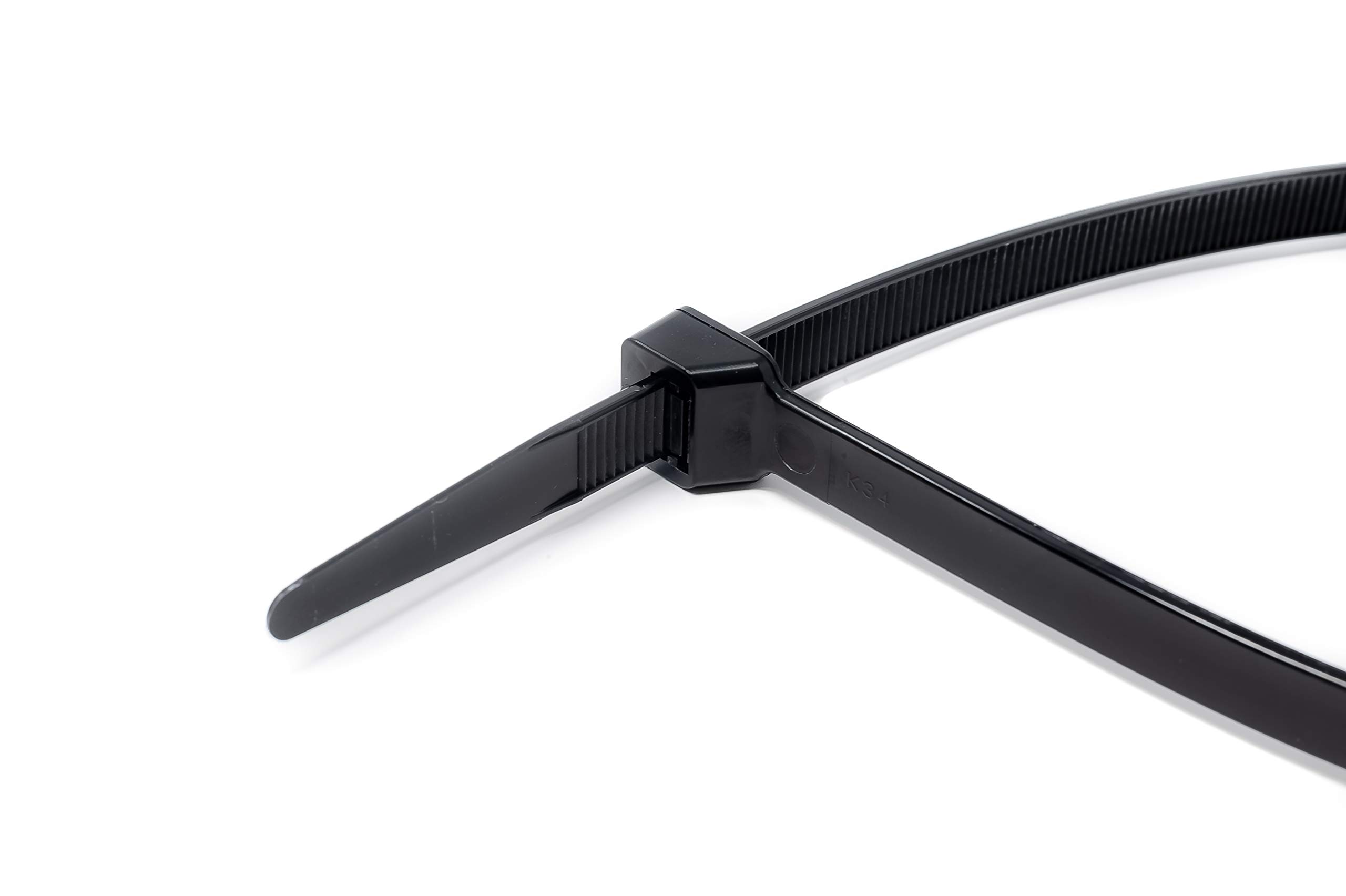 Fascette Stringicavo Professionali Nylon 6.6 - 100 Pezzi, 188 X 4,8 Mm, XXL - Resistenti Ai Raggi UV, Forza Di Trazione 22,2 Kg - Colore Nero