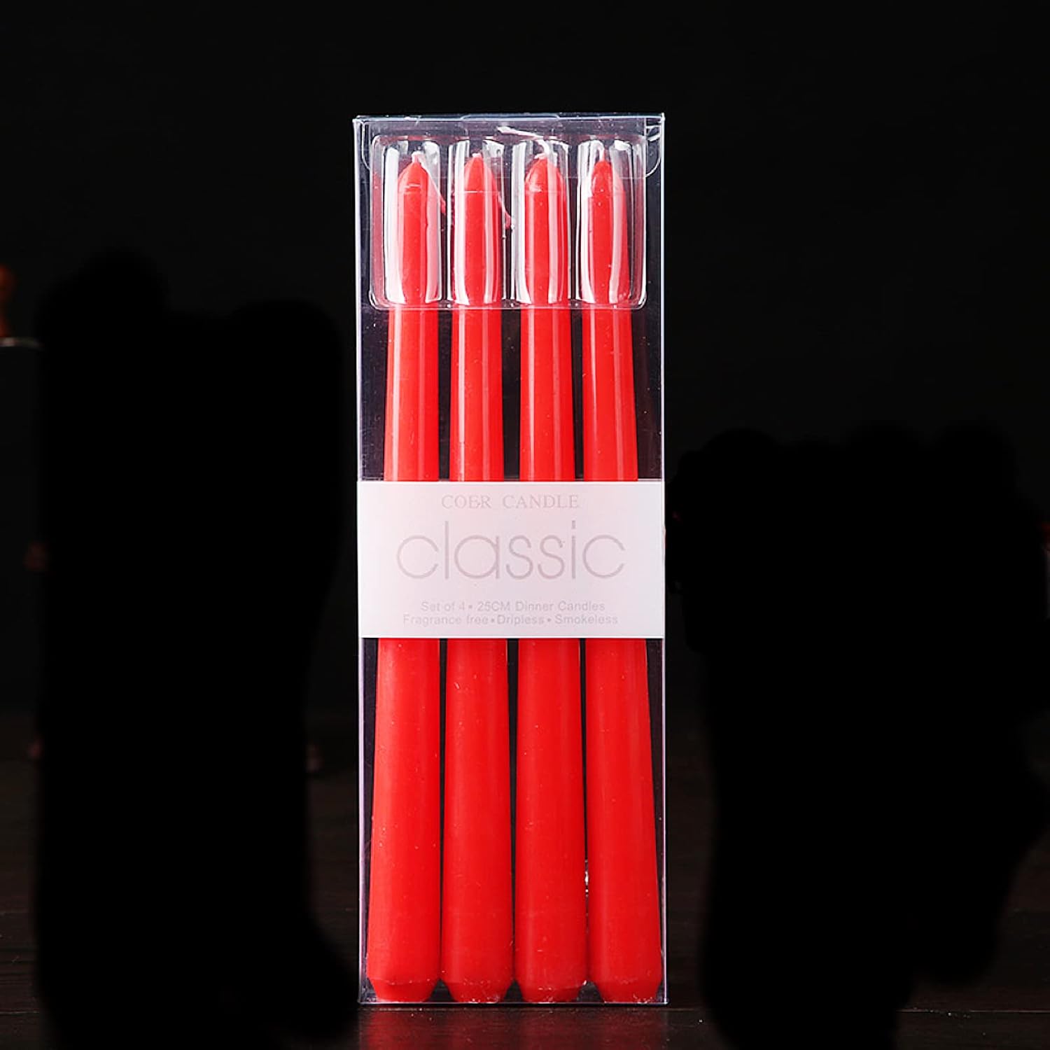 10 inch red Taper CandlesSet of 4 Taper Candles Dripless