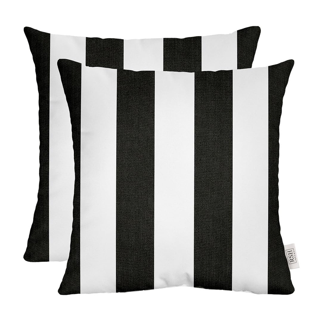 RSH DECOR Square Throw Pillows Set of 2, 17x17 Inch Decorative Pillows for Couch, Water-Resistant Patio Furniture Pillows, All-Weather Spun Fabric,