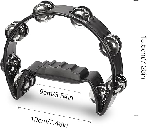 Miniatura 5 de Soulmate Pandereta de metal Jingles de mano de percusión de una sola fila de media luna pandereta para adultos instrumento musical regalo panderetas