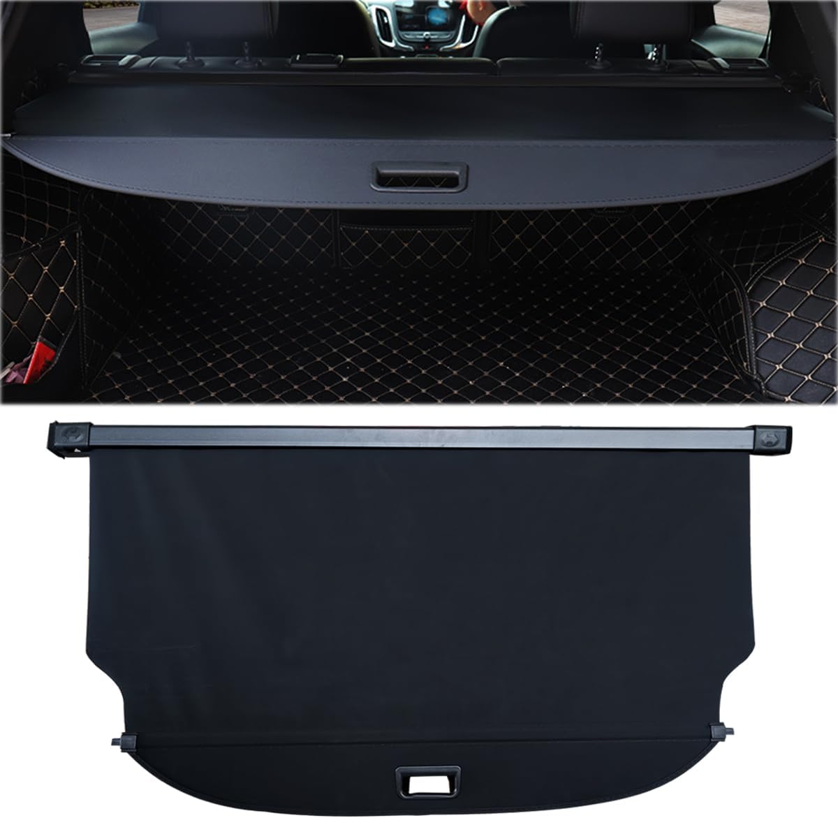 Rear Cargo Cover Compatible with Chevy Equinox&GMC Terrain, Retractable Trunk Shield, Equinox Accessories 2025 2024 2023 2022 2021 2020 2019 2018, Waterproof Luggage Cover Carbon Fiber Texture
