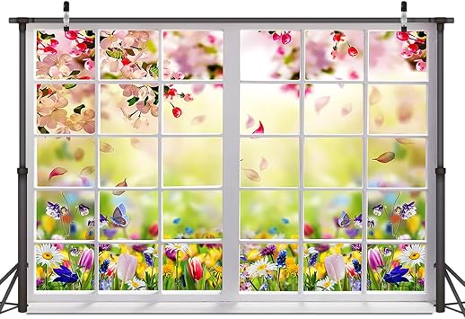 10x8ft Spring Backdrop Spring Pink Flowers Photography Backdrop Nature Backdrop Easter Wood Floor Photo Backdrop Baby Shower Kids Photoshoot Banner D699