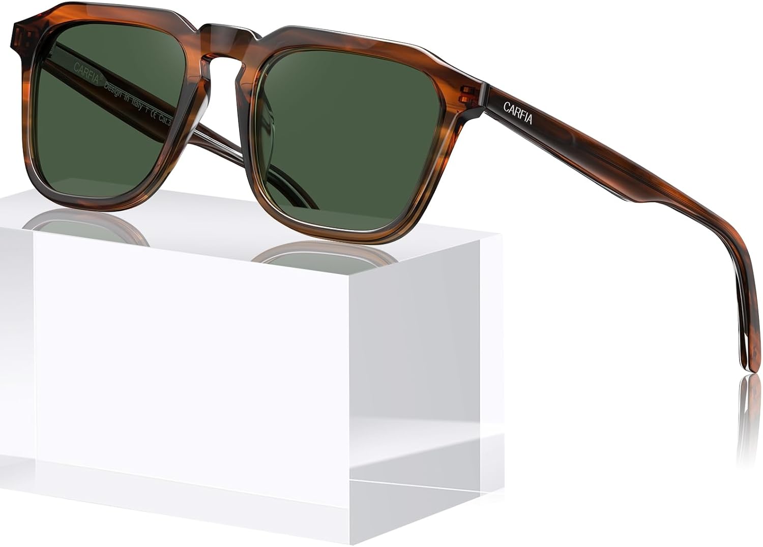 CARFIA Acetate Classic Square Polarized Sunglasses for Men Women UV400 Lenses Hand-crafted Frame Retro Outdoor Sun Glasses - Image 9