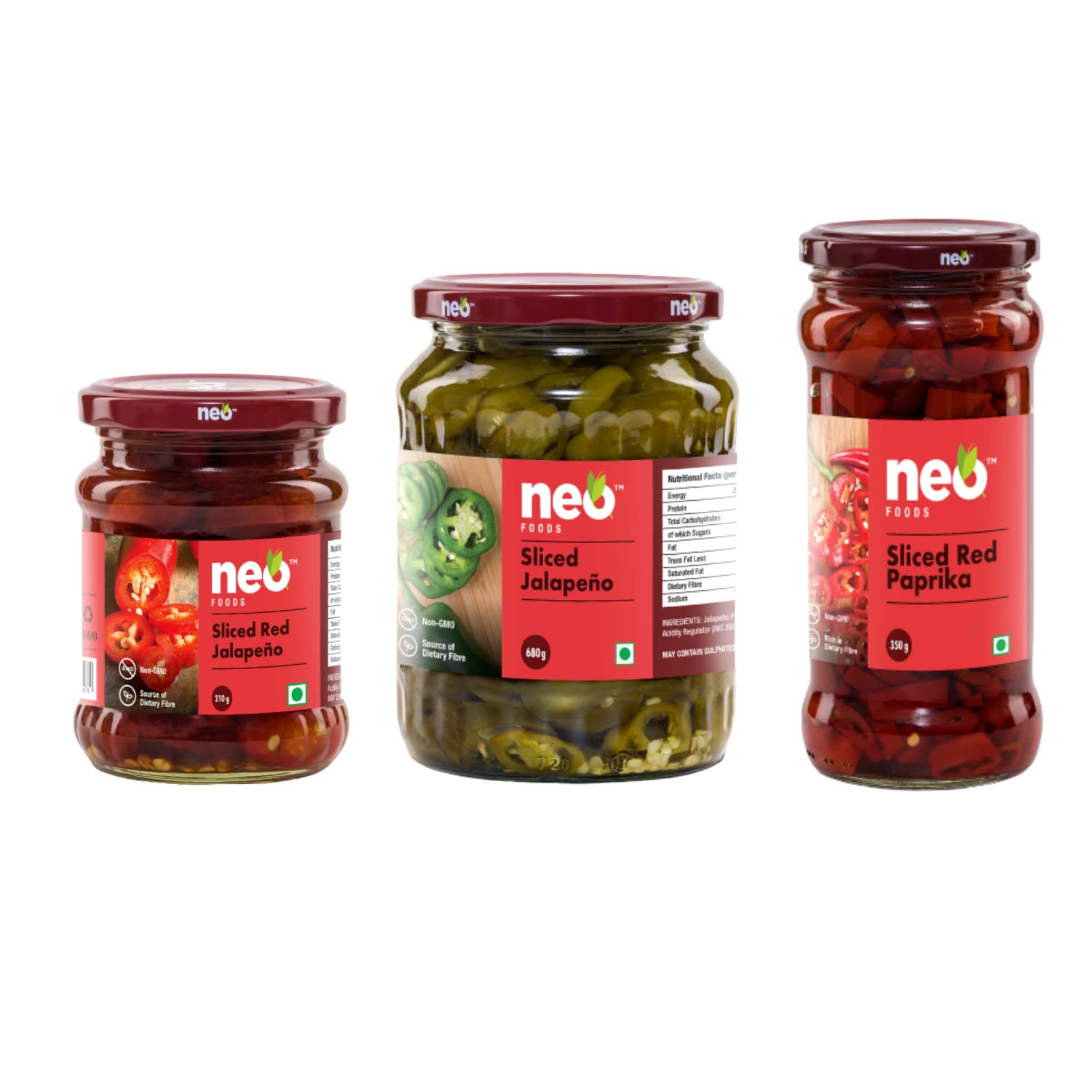 Neo Foods Sliced Red Jalapenos 210g, Sliced Jalapenos 680g & Sliced Red Paprika 350g I Healthy Toppings for Salads and Snacks Mix Combo Pack, Party Pack I Ready To Eat, Enjoy with Pizza, Pasta, Burgers I 100% Vegan, No GMO (B09KTCL32Y) Amazon Price History, Amazon Price Tracker