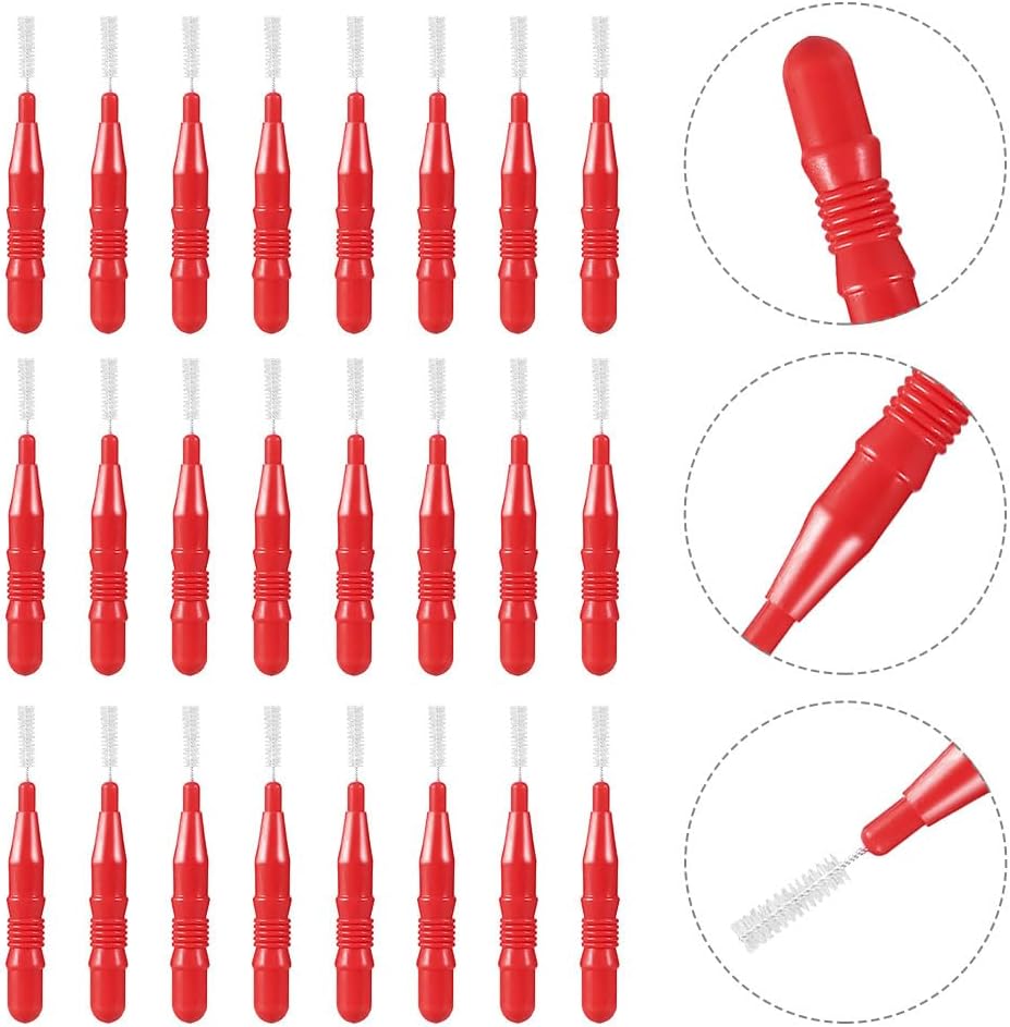 ARTIBETTER Interdental Brushes 50-Pack Red Plastic Between Teeth Cleaning Brushes with Deep Cleaning Bristles Individually Packaged for Oral Care