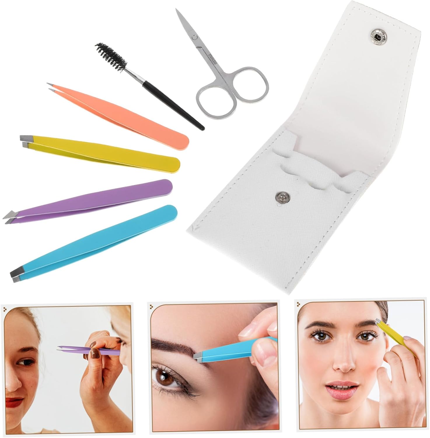 18pcs Eyebrow Tweezers for Precision Shaping and Trimming Tools for Eyebrow Grooming Portable and Lightweight Design for Home Travel Use