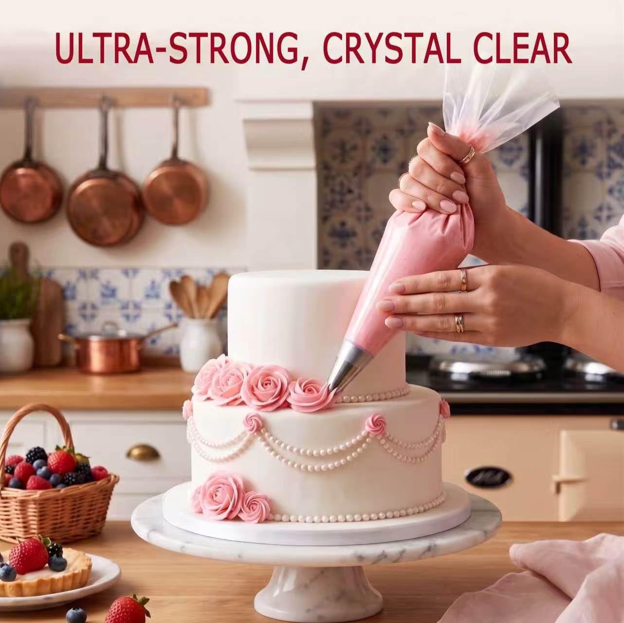 16" Disposable Piping Bags, 100 Pack for Cake Frosting & Pastry Decorating