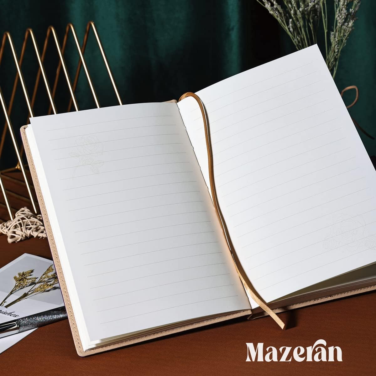 Mazeran Flower Lock Journal, Vintage Leather Hard Cover Floral Golden Embossed Notebook Diary, 224 Pages Lined Password Combination Locking Personal Planner, Gift for Women Girls (Boxed) - Image 5