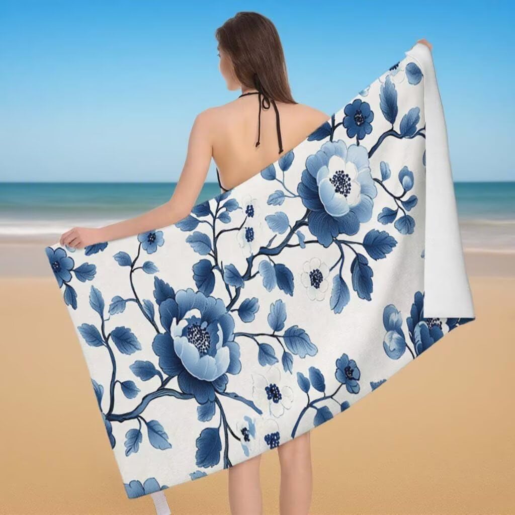 Toalla de Playa Grande 220x100cm/35x70cm, Juego de 2 Toalla Microfibra XXL de Antiarena, Toallas Playa Suave Ligera, Absorbente Secado Rápido, Beach Towel Viaje Yoga, Regalo Mujer Hombre (Rural) H-73