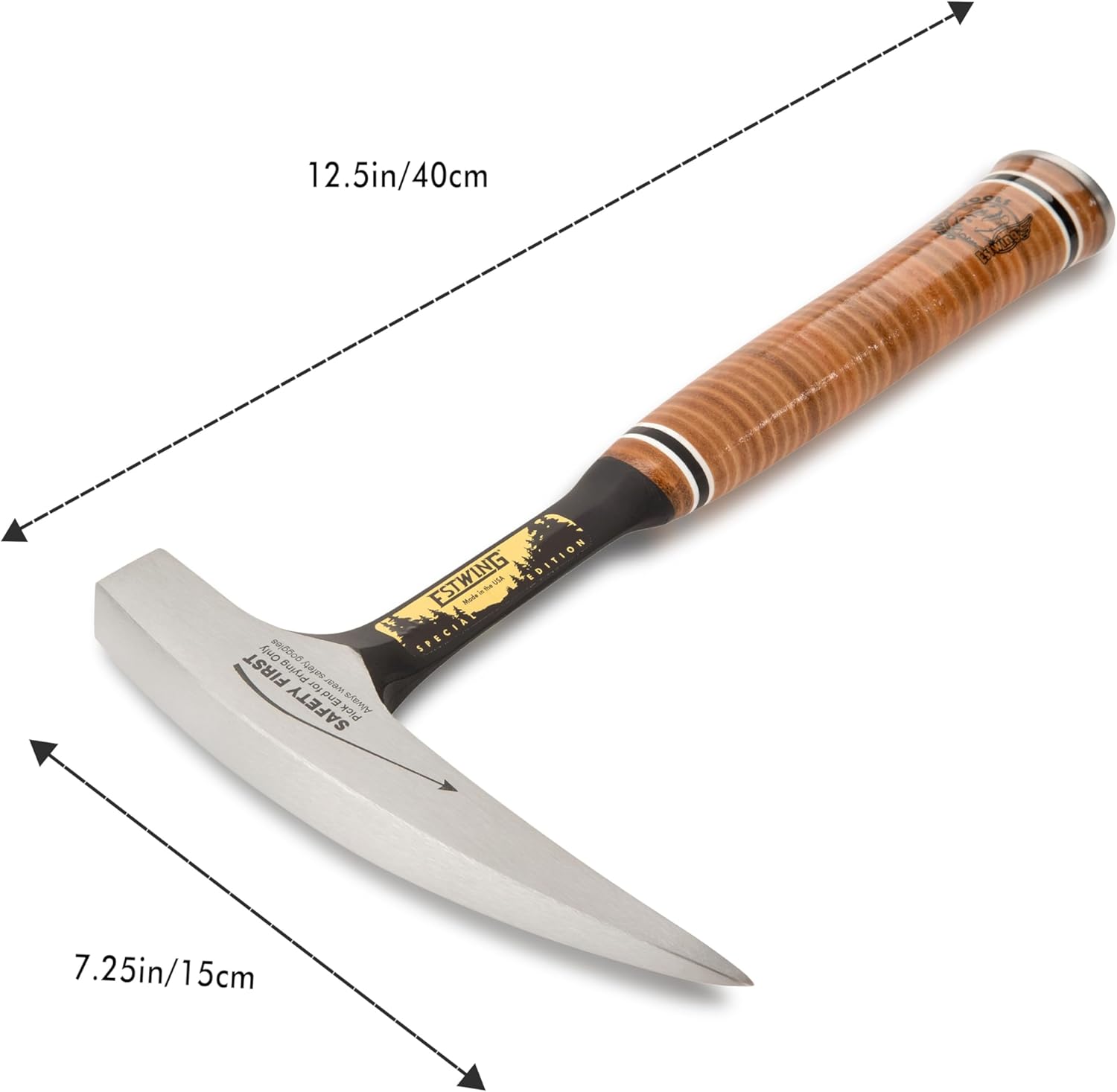 ESTWING Special Edition Rock Pick - 22 oz Geology Hammer with Pointed Tip & Genuine Leather Grip - E30SE