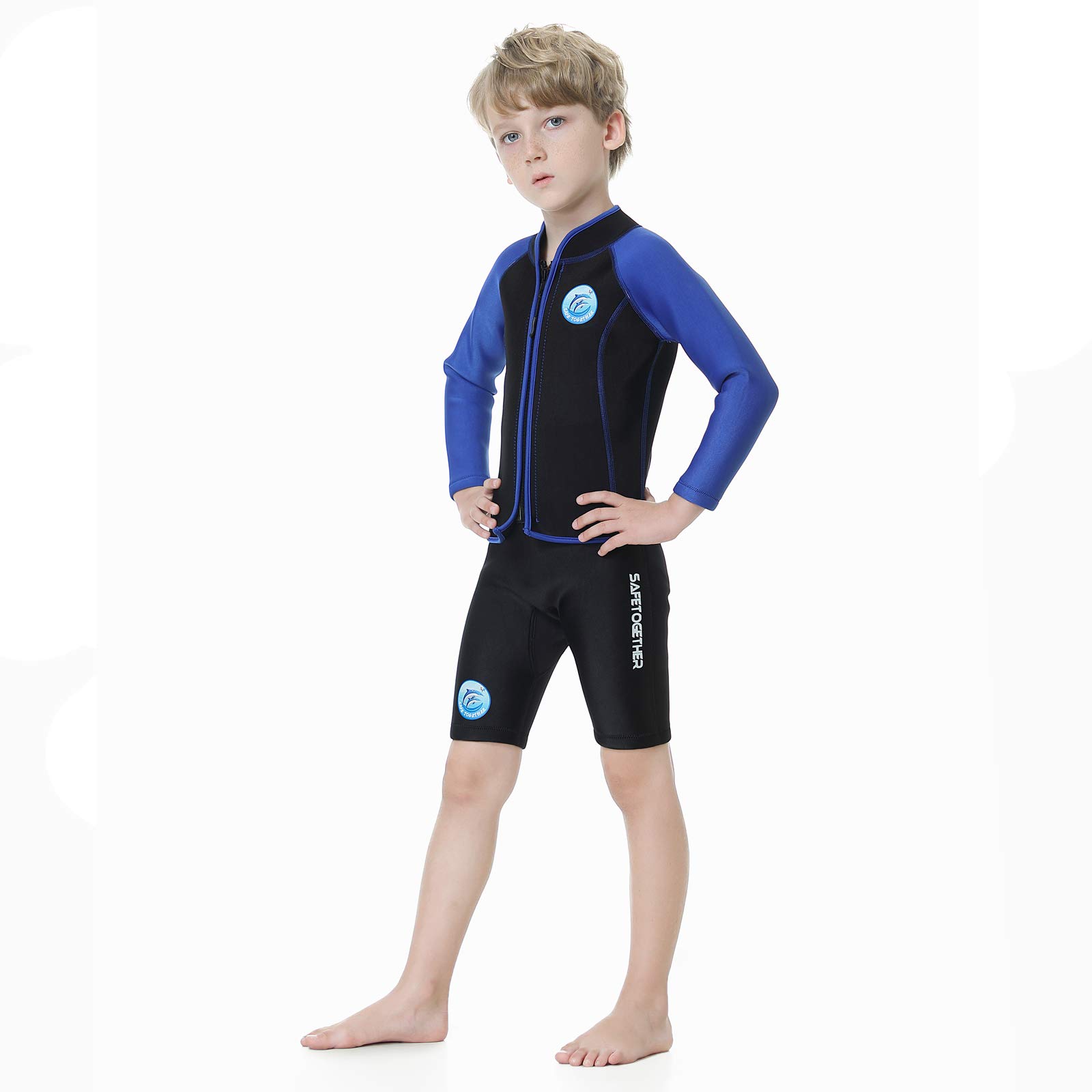 Kinder Neoprenanzug Jungen Kurzarm Badeanzug Sonnenschutz 2,5 mm Neopren zweiteilige Neoprenanzüge Shorts Junior Jugend Neoprenanzug Schwimmanzug