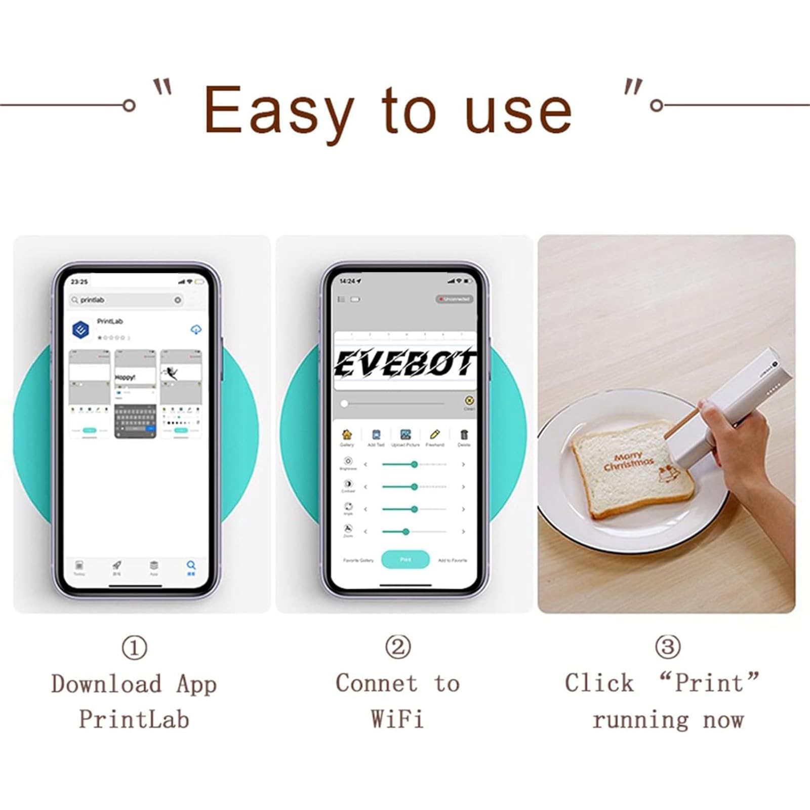 Stampante a getto d'inchiostro commestibile per alimenti, mini stampante portatile 300 dpi per latte art con inchiostro staccabile e controllo app, ideale per cucina creativa e food art