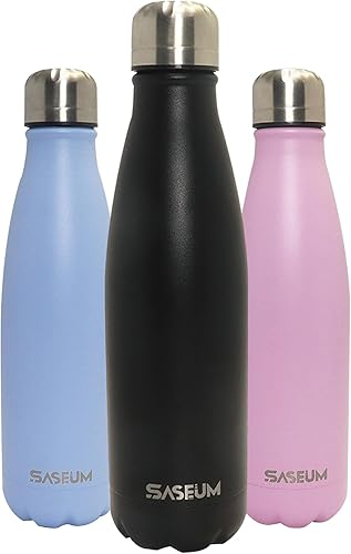 Miniatura 1 de SASEUM Botellas de agua aisladas, botellas de agua deportivas de acero inoxidable de 17 onzas que mantienen el frío durante 24 horas y el calor