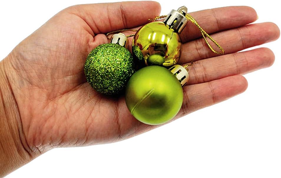 ALIMITOPIA 24pcs Christmas Ball Baubles 1.2 inches Shatterproof Plastic Hanging Balls Pendant for Xmas Tree Decoration (Tiny Size;Lime Green)