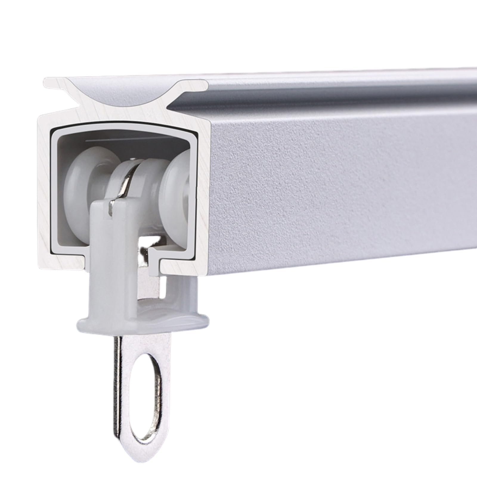 White Silent Curtain Rail - Ceiling Track For Curtains Frosted Texture - Heavy Duty Double Curtain Track Set - Curtain Rod Ceiling Wall Mounted - For Living Room, Hotel, Hospital, Classrooms(Color:Sin