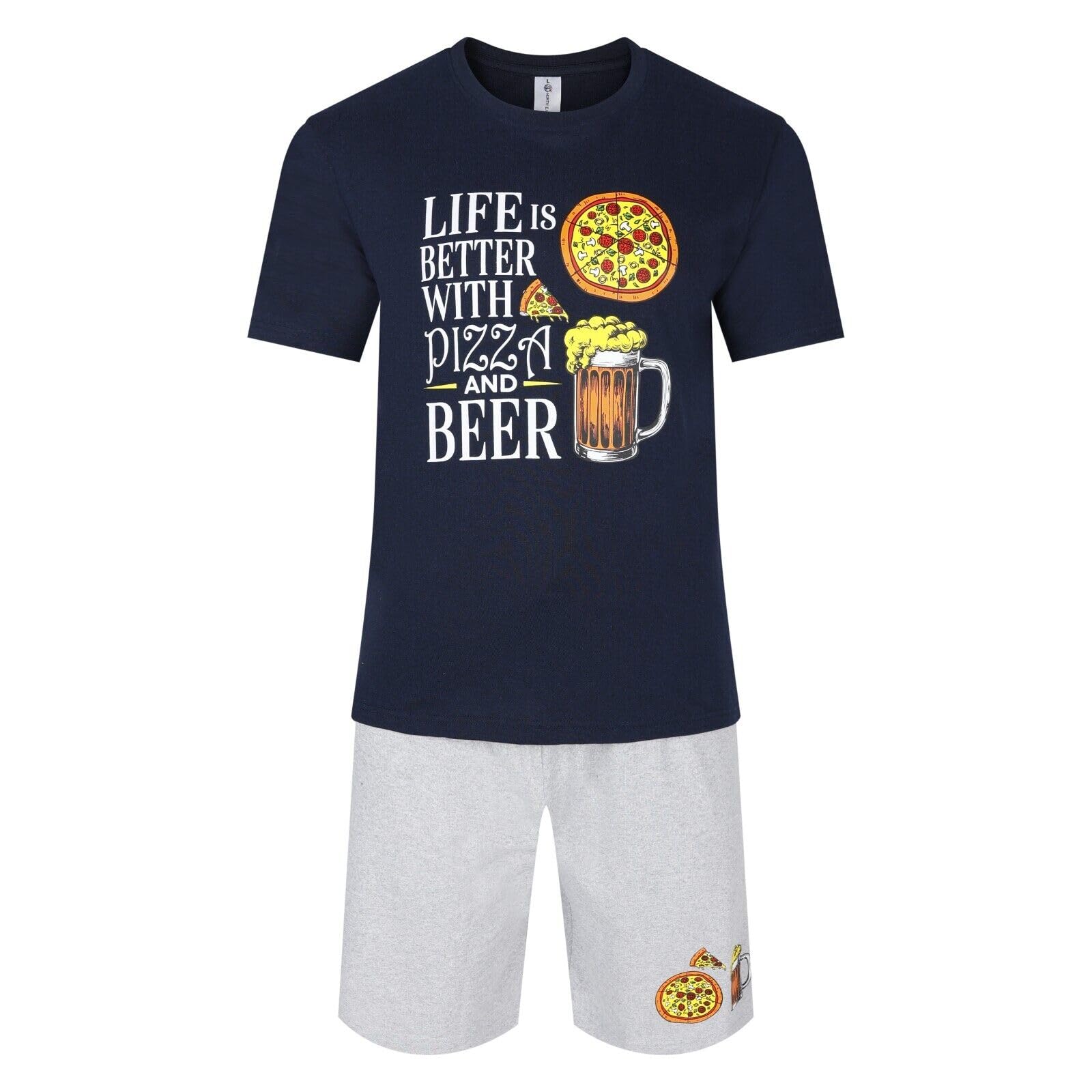 Mens Short Pyjamas Beer Pizza Donuts PJ Sets Night Sleep Lounge Wear L XL XXL(MNV 3-2XL)