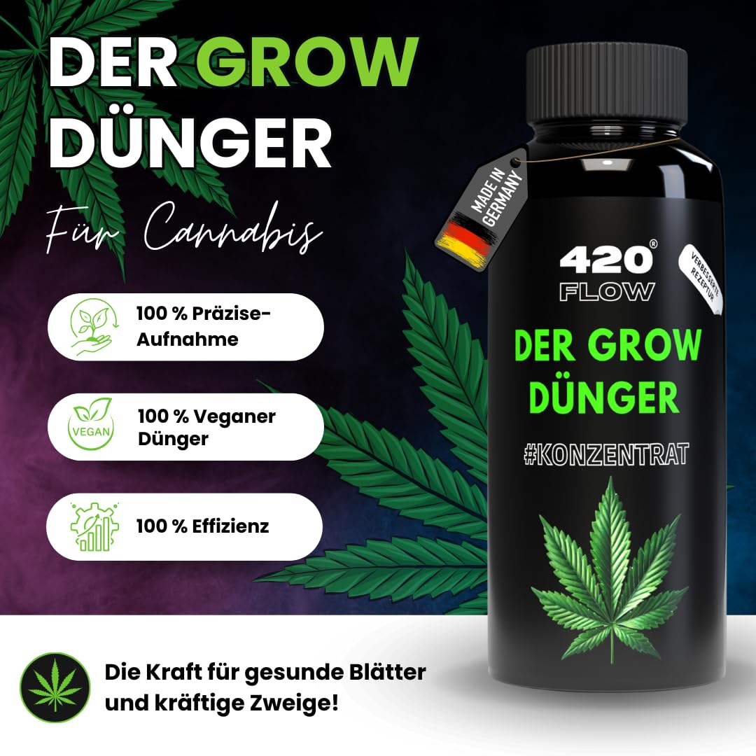 Cannabis Grow Dünger Stärkt Blätter & Zweige für gesundes Wachstum – Spezialformel für junge Pflanzen bis zur Vorblütephase (1000ml)