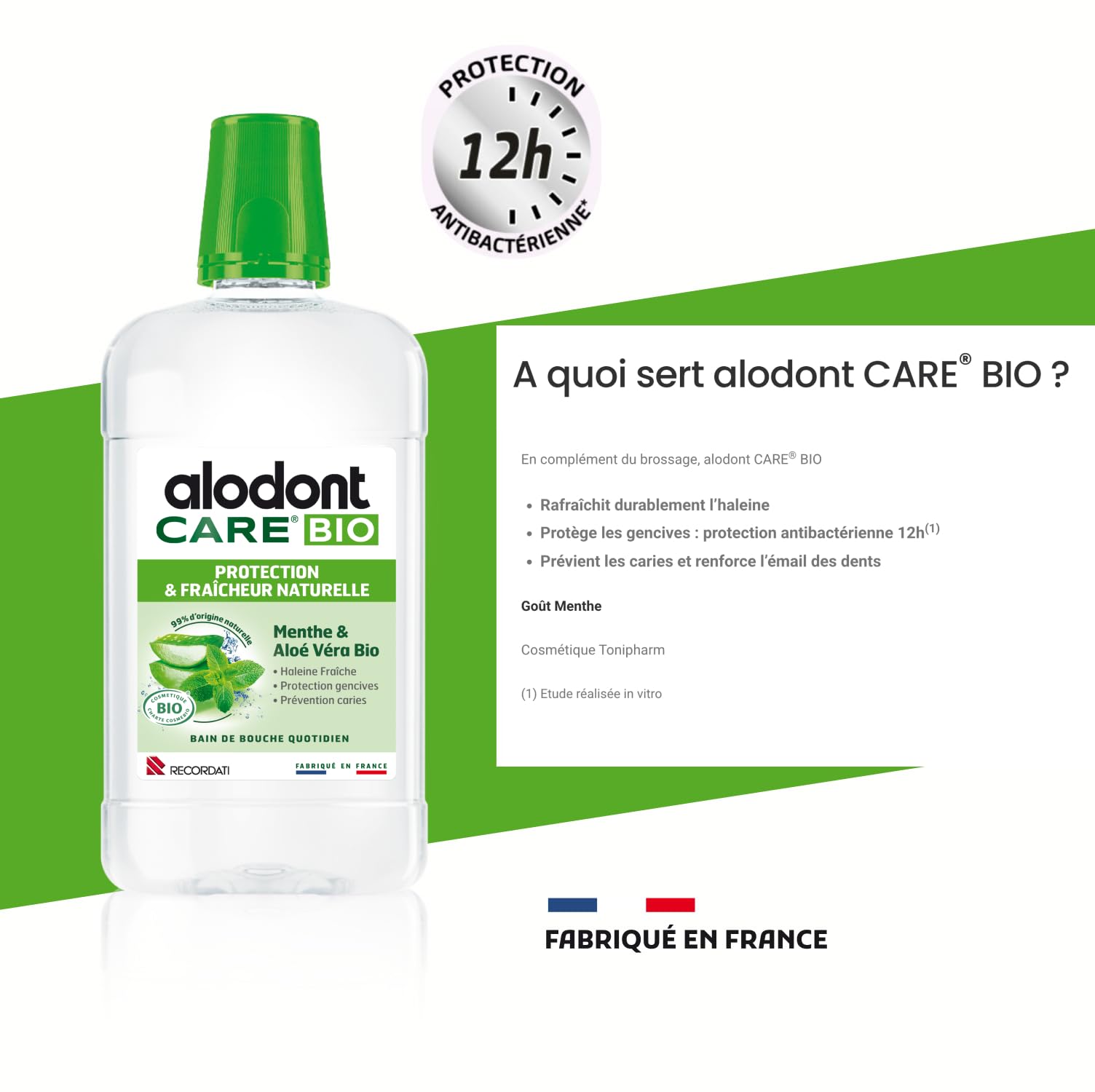 ALODONT CARE ORGANIC | Collutorio Naturale | Protegge le Gengive | Rinfresca l'Alito | Menta Piperita e Aloe Vera Biologica | Dai 6 anni in su | Confezione da 4 x 500 ml