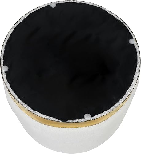 Miniatura 5 de Homebeez Taburete otomano redondo Sherpa de 17.7 pulgadas de ancho con ribete dorado, taburete acolchado suave y compacto, diseño capitoné con