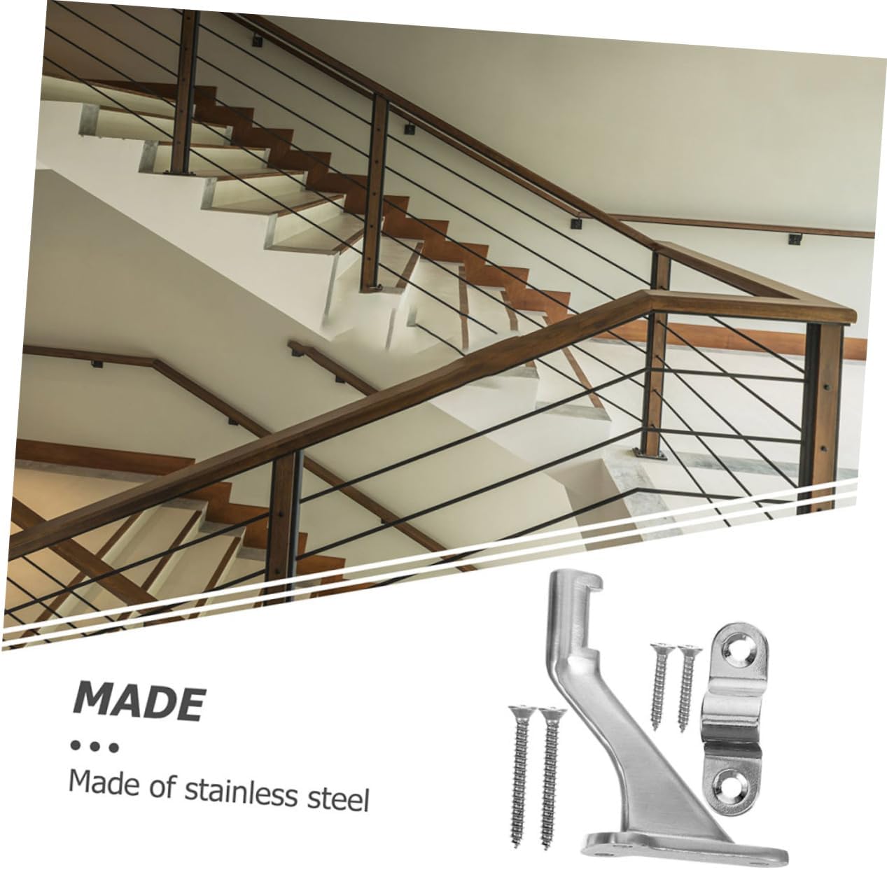 2sets Indoor Stair Railing Brackets Stainless Steel Handrail Brackets Modern Design for Safety and Style