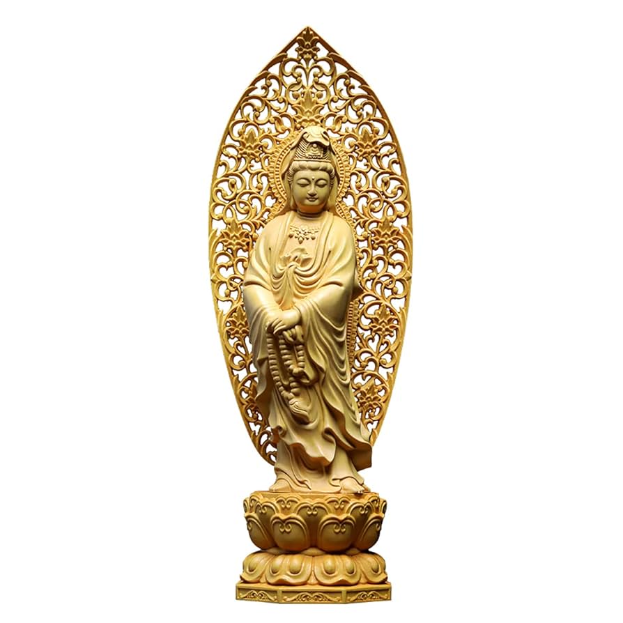 観音菩薩立像』木彫り 高さ25cm