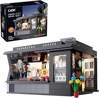 CADA C66005W Coffee House City Building Kit, CADA 768 Pieces Street View Bricks with Lighting Sets, Building Toys for Adults and Teens(C66005W)