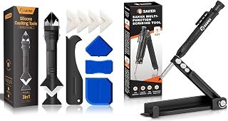 Saker Silicone Caulking Tools Caulk with Multi-function Scribing Tool- Construction Pencil Remover Glass Glue Angle Scraper for Bathroom,Kitchen,Floor,Window,Sink Joint,Frames Seal