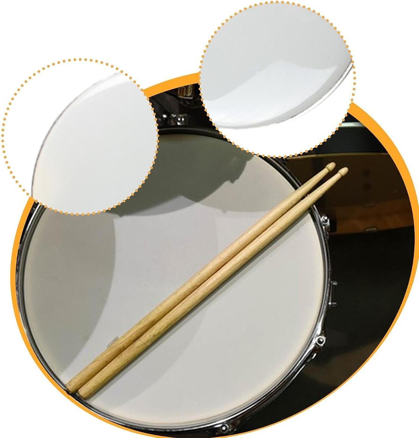 Drum Head Skin Percussion Parts, Round Portable Drumhead Batter Replacement Cover for Live Concert Exercise Studio Performance Band Gear- diameter 40.6cm