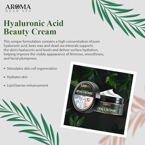 Aroma Dead Sea Hyaluronic Acid Facial Moisturizer, Hydrating Day And Night Moisturizing Cream With Dead Sea Minerals For Fine Lines And Wrinkles, Moisturizer Cream For Face, Neck And Chest, 3.5 Fl.oz #TOP6