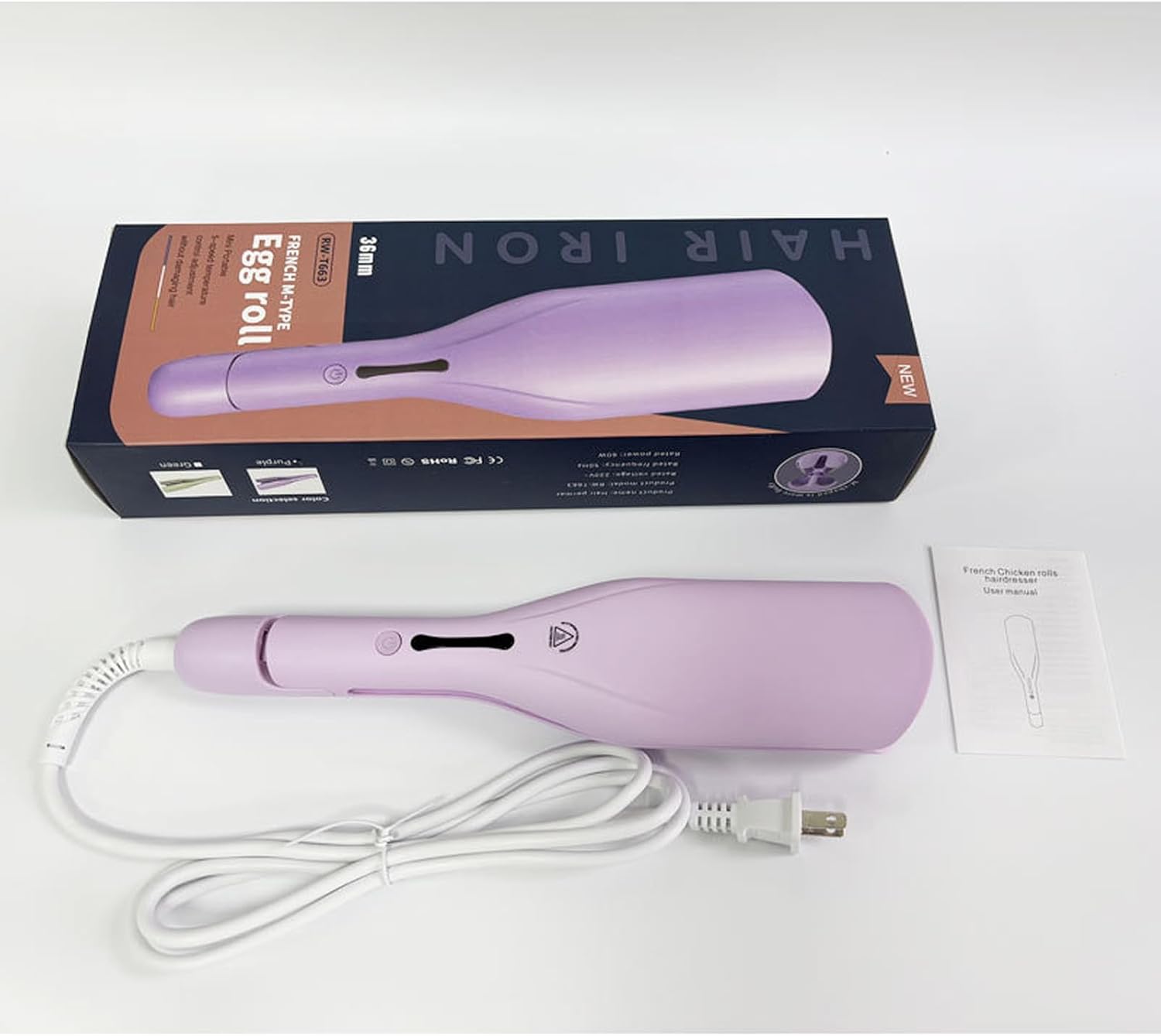 3 Barrel Curling Iron - Hair Waver for Women, 1.42inch/36mm Ceramic Crimper Hair Tool with Negative Ions, Adjustable Temp, Anti-Scald Design, Auto Shut-Off, Dual Voltage - Purple