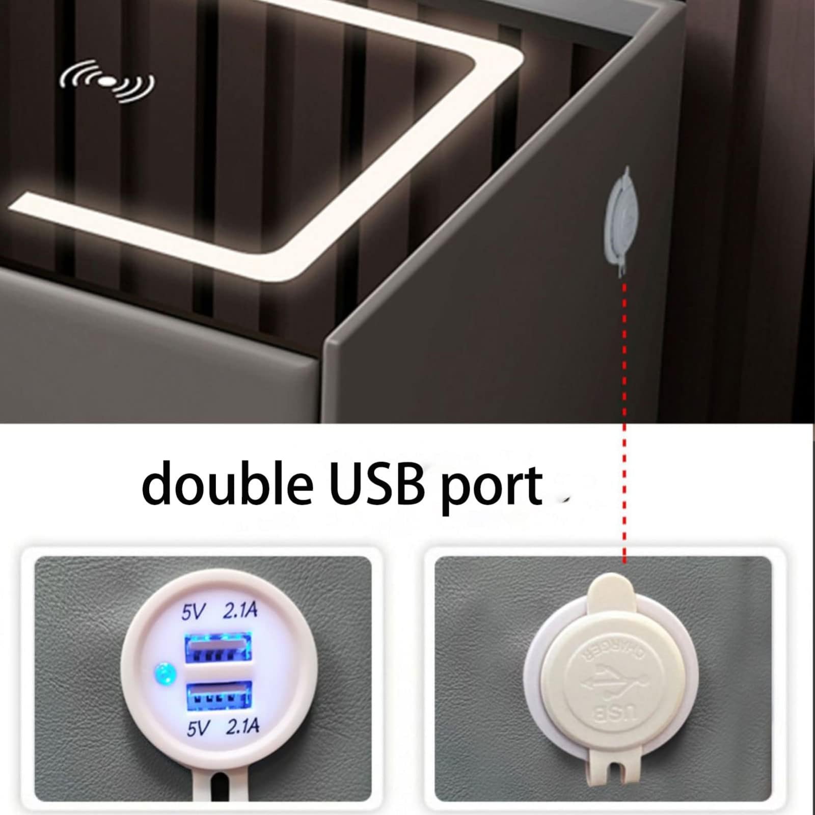 Inteligentny stolik nocny z ładowaniem USB, bezprzewodowym głośnikiem Bluetooth i zamkiem na odcisk palca do sypialni, salonu