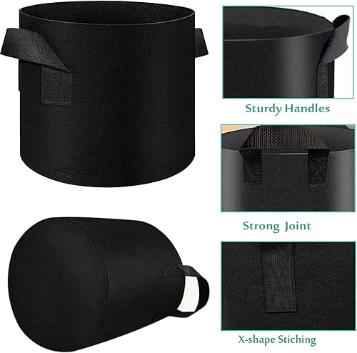 Miniatura 3 de XRR Bolsas de cultivo, paquete de 6 bolsas de cultivo de plantas de 10 galones, contenedor de aireación de primera calidad, macetas de tela no