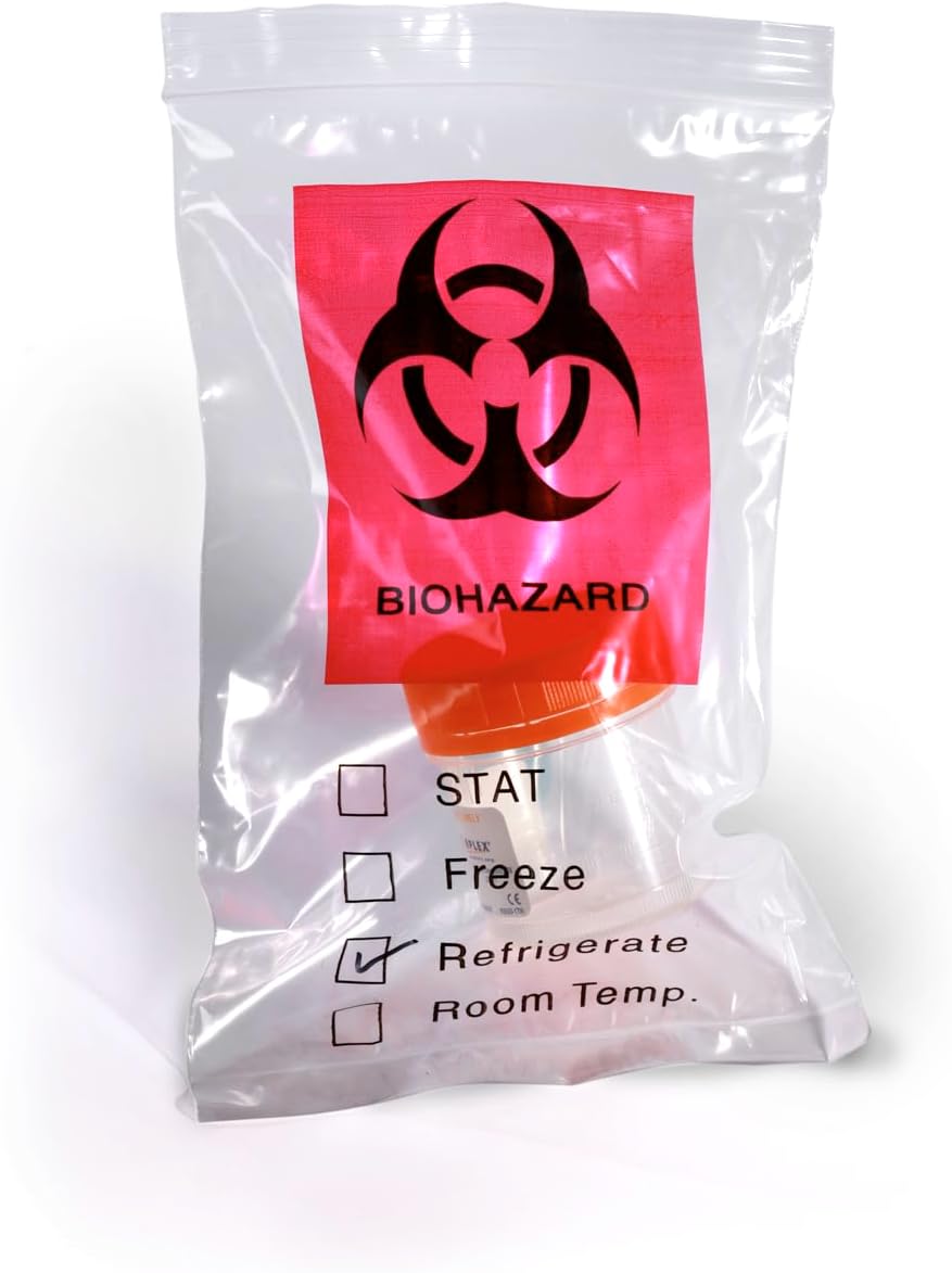 Biohazard Specimen Bag By Dasher's Spice & Beans | 12"x15" Zip Top | with Pouch for Paperwork | 100 ct