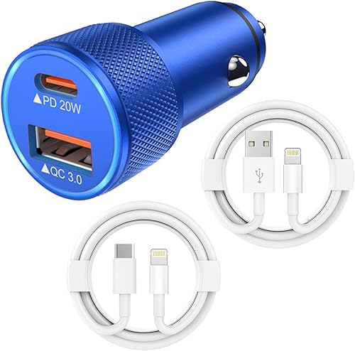 Vista 8 de Cargador de coche para iPhone, cargador de coche rápido USB C [certificado Apple MFi] Cargador de coche Apple de 38 W de doble puerto cargador