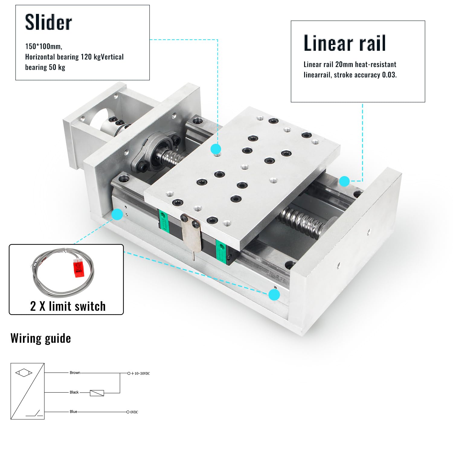 Produktbild von RATTMMOTOR CNC Linearantrieb ZBX80 – 200 Mm Hub, Kugelumlaufspindel SFU1605, Nema23 Motor – Aluminium, 80 Kg Horizontal
