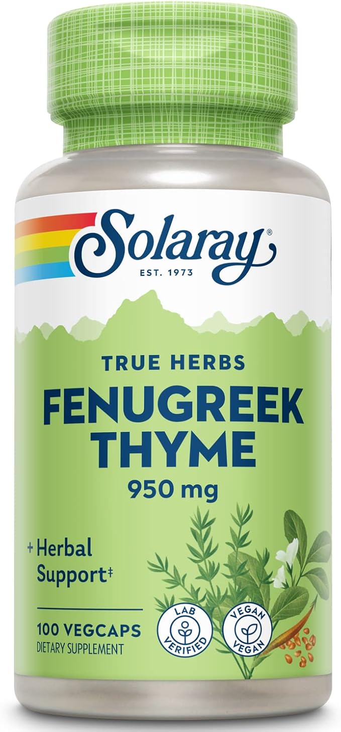Solaray Fenugreek and Thyme Capsules, 475 mg, 100 Count