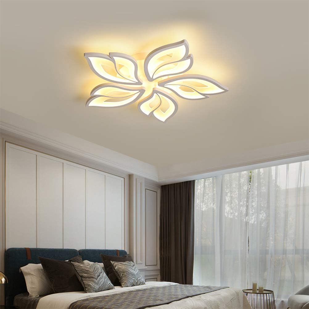Uр Tо 40% оƒƒ Phlilqe Dimmable LED Ceiling Light Modern Metal Acrylic with Remote Control Flush Mount Ceiling Lamp Living Room Chandelier Chic Kitchen Hanging Lamp Bedroom Painted Finish Pendant Lighting(5 Petal)