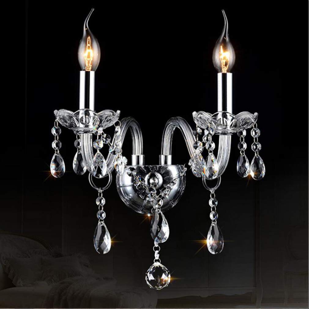 E14 Wandleuchte Elegante Kerzen Kristall Korridor Treppen Lampe, K9-Kristallleuchter Modern Wandlampe für Schlafzimmer Wohnzimmer Esszimmer Flur Aisle Balkon Bar Büro Klassisch Wandspots (2-licht)
