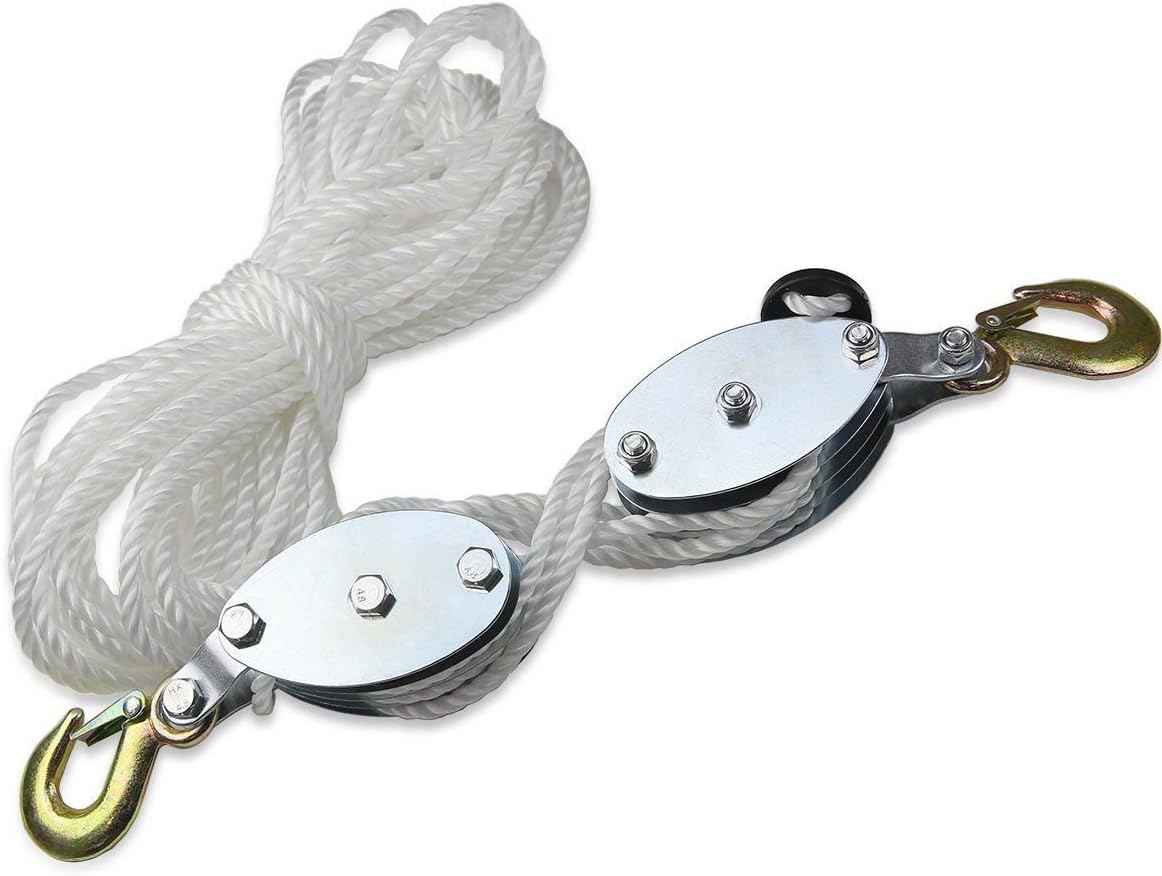 2 Ton Hand Manual Rope Pulley Hoist Vertical Lift Tool Wheel Block&tackle NEW