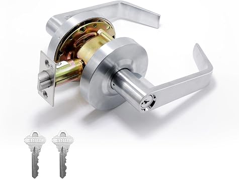 BSEED [UL Listed] Storeroom Commercial Door Lever Lock, Heavy Duty Grade 2 Lever Handle, ADA Compliant, 3 Hour Fire Rated, Non-Handed, Satin Chrome Finish, 2-3/4" Backset for Storage & Utility Doors