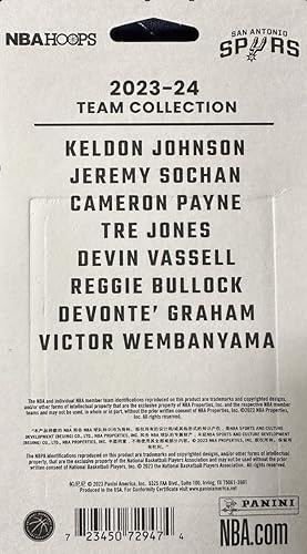 Miniatura 2 de San Antonio Spurs 2023 2024 Hoops Factory Sellado Set de Equipo con Tarjeta de Novato de Victor Wembanyama Tarjeta #277