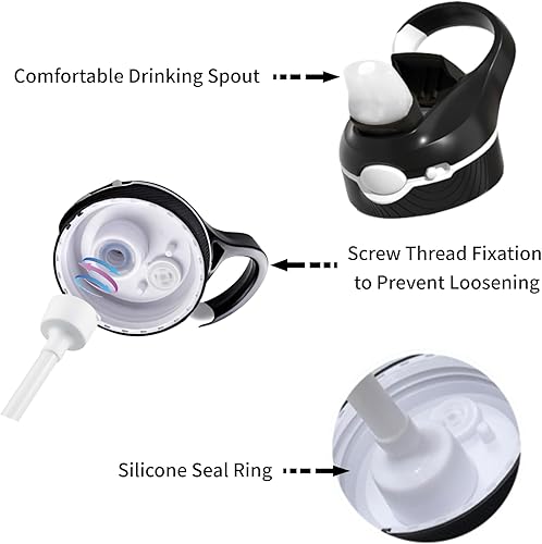 Miniatura 4 de Botella de agua deportiva Tritan negra de 25 onzas con asa de clip, tapa de bloqueo, popote - Botella de plástico de viaje