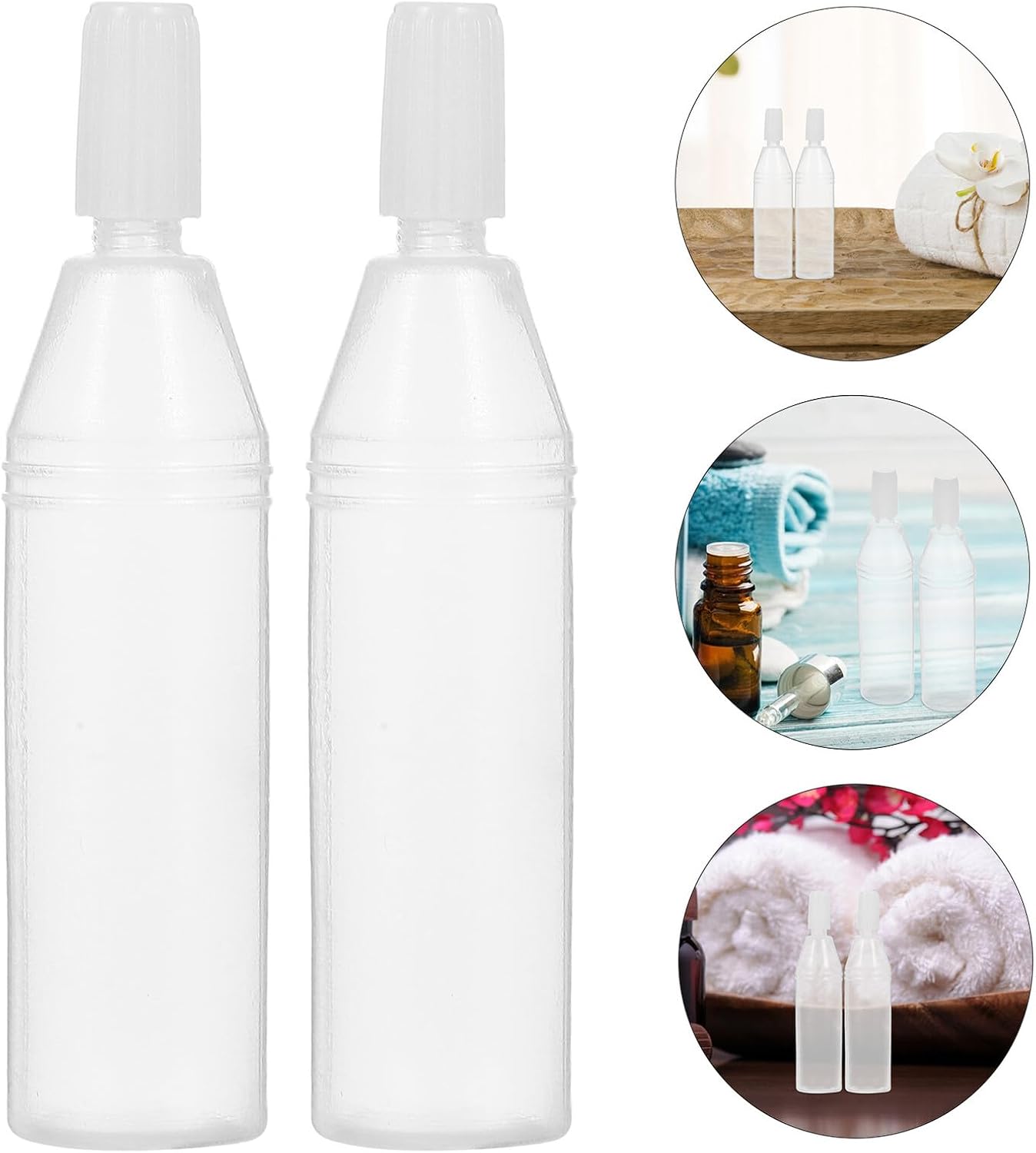 STOBAZA 100pcs 10ml Essential Oil Dropper Bottles Mini Liquid Dispenser Plastic Refillable Containers with White Caps for Travel Home DIY Projects