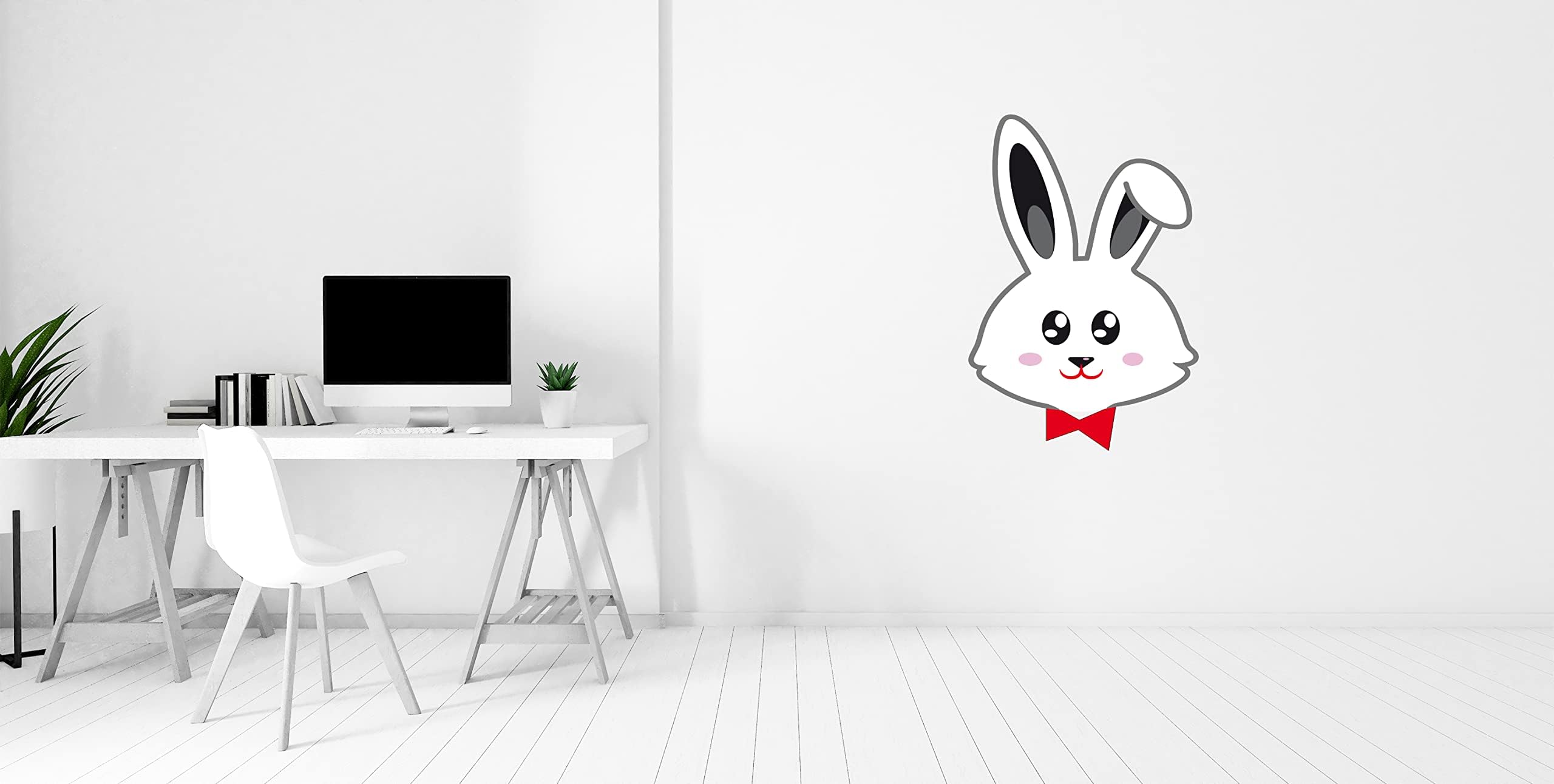 Bunny Head Wall Decal - Nursery Wall Sticker - Wall Decal for Home Living Room or Bedroom Decoration Active (Wide 20"x24" Height Inches)