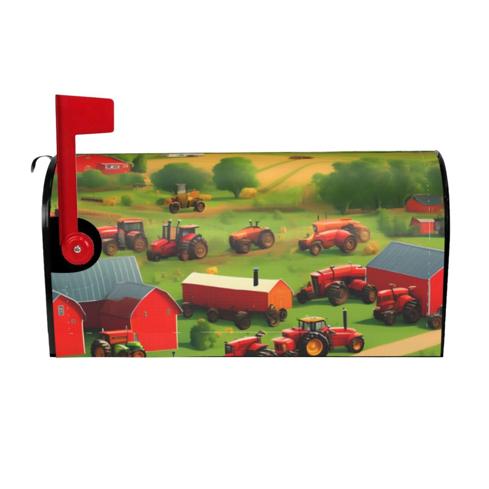 Tractor Farm Print Mailbox Cover Wraps Post Letter Box Cover Decor For Outside Garden Yard Farmhouse Home