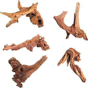 حوض السمك Driftwood حوض السمك الطبيعي الديكور شجرة الجذع مع Rockery View Driftwood المناظر الطبيعية الديكور الخشب الميت الجذر ديكور المخابئ شكل عشوائي 5-10 سم